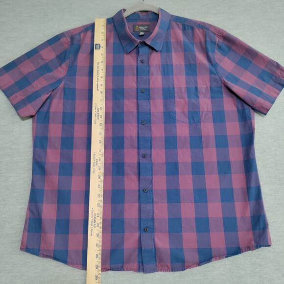 Wallin Bros Shirt Mens 2XL Casual Short Sleeve Button Down Plaid Blue Purple - Picture 8 of 12